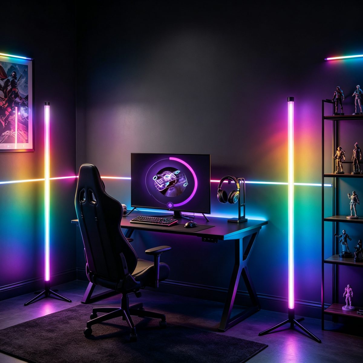 RGB Color Changing LED Floor Lamp Gaming Room Smart Mood Light APP Control