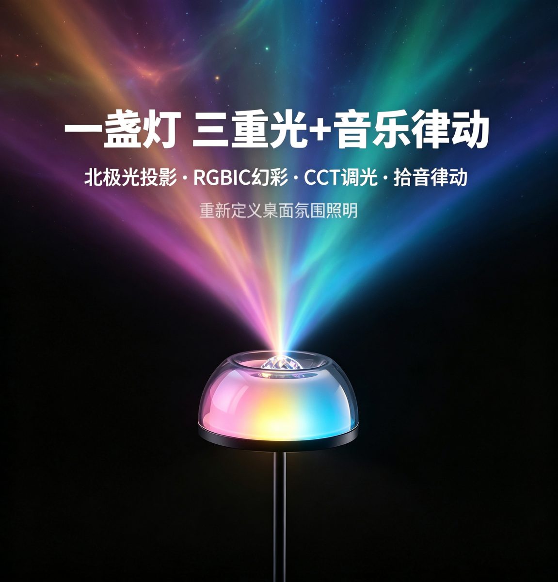 RGBIC Northern Lights LED Table Lamp Bedroom Smart Mood Light Remote WiFi Touch