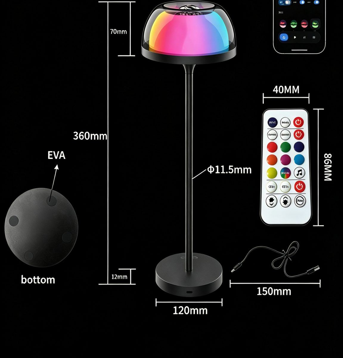 RGBIC Northern Lights LED Table Lamp Bedroom Smart Mood Light Remote WiFi Touch